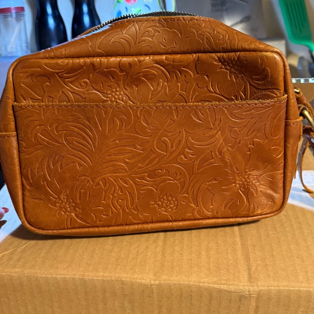 Portland Leather Camera Bag – Meadow Floral Tooled Leather (Discontinued)